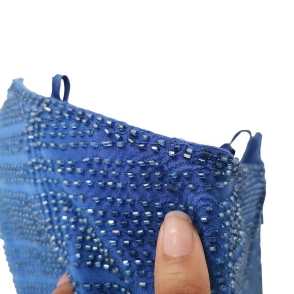 Deadstock Vintage Blue Beaded Strapless Corset Top - Picture 5 of 7
